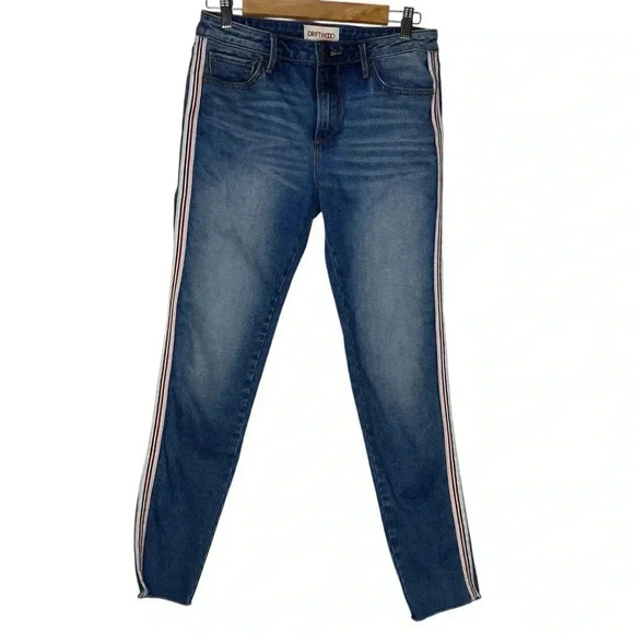 Free People Driftwood Jackie Stripe High Rise Denim  Blue Jeans Size 27 - Picture 4 of 11